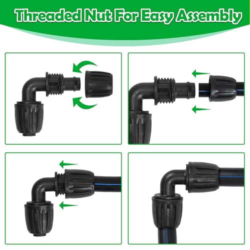 10 Pack 1/2 Inch Drip Irrigation Elbow Fittings (1/2" ID x 0.65" OD) - 1/2'' Drip Line Anti-Drop Barbed Lock Nut Elbow Connectors for 1/2 Inch Drip Irrigation Tubing for Irrigation System - size: 1/2" Drip Elbow