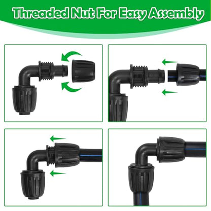 10 Pack 1/2 Inch Drip Irrigation Elbow Fittings (1/2" ID x 0.65" OD) - 1/2'' Drip Line Anti-Drop Barbed Lock Nut Elbow Connectors for 1/2 Inch Drip Irrigation Tubing for Irrigation System - size: 1/2" Drip Elbow