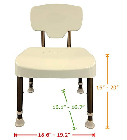 MedGear A-0235A6 Tool-Free DURA Shower and Tub Chair (Almond Seat and Back, Bronze Tubing)