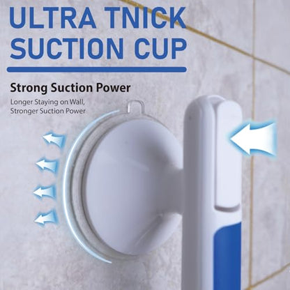 2pack 12inch Shower Grab Bar with Large Suction Cups, No Drill Bathroom Safety Handle, Non Slip ABS Grip Support Bar for Seniors, Elderly, Shower and Bathtub(Blue) - color: Blue