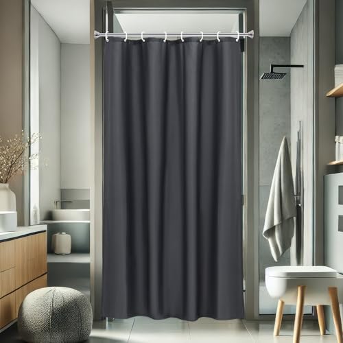 AooHome Fabric Shower Curtain 48 Width x 72 Height Inch, Solid Color Bath Curtain with Hooks for Hotel, Water Repellent, Dark Grey - color: Dark Grey, size: 48"W x 72"L (Pack of 1)