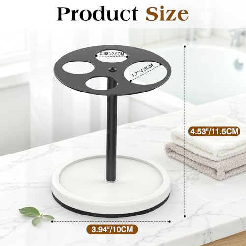 Luxspire Toothbrush Holder Stand 5 Slots, Matte Black | Stainless Steel Tooth Brush Holder with Diatomaceous Earth Base, Toothbrush Holders for Bathrooms - color: Matte Black+white