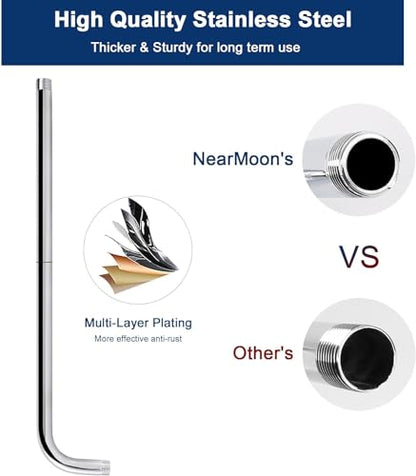 NearMoon Shower Arm, Extra Extension Arm with Flange, Stainless Steel Wall-Mounted Showerhead Extender Pipe (24 Inch, Chrome Finish) - color: Chrome Finish, style: 24 Inch
