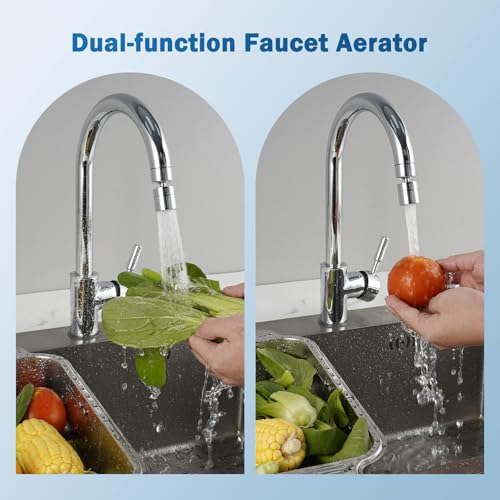Hibbent Metal NSF/ANSI/CAN 372 Faucet Aerator with Dual-function, Silver | Kitchen Sink Aerator, Bathroom Sink Sprayer Attachment, Faucet Replacement Part 55/64'' Female Thread - color: Silver, style: Classic 360 Degree Faucet Aerator