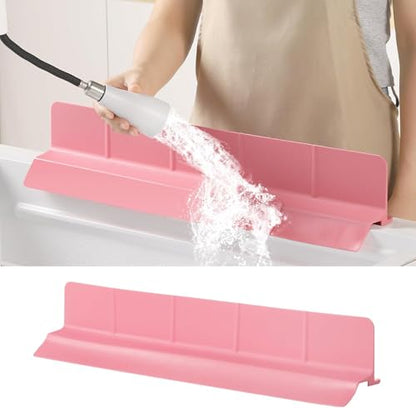 23" Ultra Silicone High Sink Splash Guard, Pink | Released in 2026, Self-Draining Water Splash Guard, for Kitchen Sink&Bathroom&Island, 3.5" Splash Guard, 7 Strong Suction Cup - color: Pink