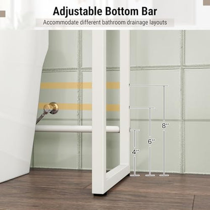 Tangkula 3-Tier Over The Toilet Storage, 64” Tall Bathroom Shelf Space Saver with Hanging Bar, 3 S-Shaped Hooks, Metal Legs, Freestanding Above Toilet Bathroom Organizer for Laundry Room, White