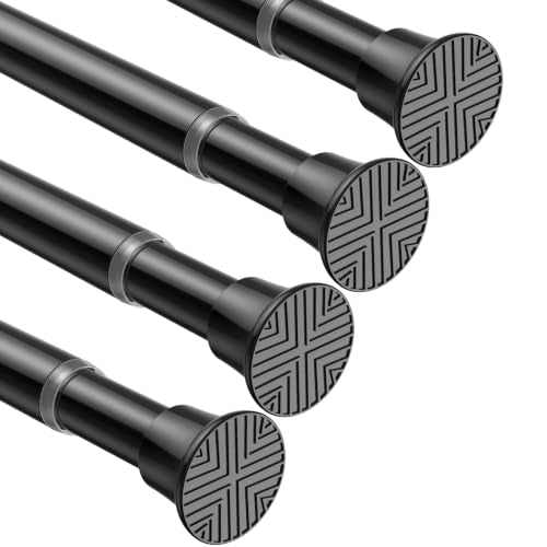 4Pack Tension Rods 23-48Inch Small Tension Curtain Rod For Windows Adjustable Curtain Rods no Drilling Black Tension Rod Spring Curtain Rod Tension rods for Doorway,Closet,Windows - color: Black, size: 23" to 48"-4Pcs