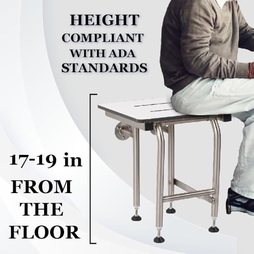 Shower Seat Resin with Legs, ADA Heavy Duty Shower Chair for Inside Shower 400lbs | 304 Stainless Steel | Shower Chair for Elderly and Disabled | Folding Shower Seat Wall Mounted | 16”x16” - size: 16" x 16" Standard