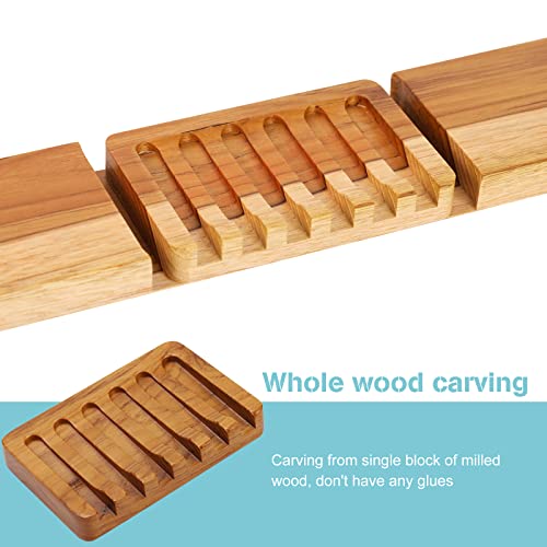 HTB Soap Dish with Slanted Waterfall Design,Teak Wood Bar Soap Holder | Soap Saver Keep Soap Bar Dry,Extend Soap Life,Non-slip Soap Tray for Shower,Bathroom,Sink,Kitchen,Countertop,Self Draining - color: 1pcs