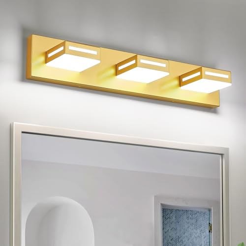 LED Modern Bathroom Light Fixtures, 3-Light 24-Inch Gold Vanity Lights for Bathroom Lighting Fixtures Over Mirror, 6000K Cool White 350° Rotatable Wall Lamp - color: Gold, size: 3-light,24-inch
