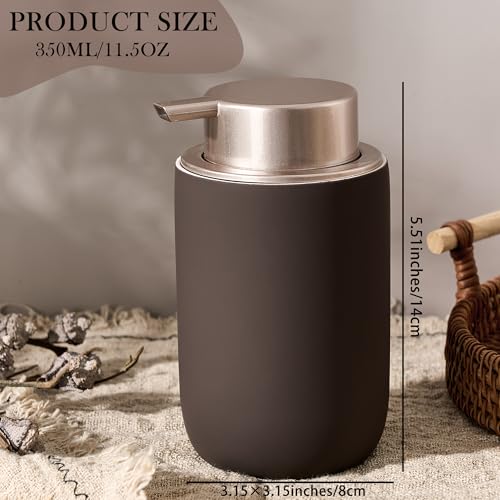 Foaming Soap Dispenser with Plastic Pump,12oz Foam Dispenser Bathroom,Kitchen Foam Soap Dispenser,Brown Hand Soap Bottle(Rubber Paint& Ceramic) - color: Mocha Brown