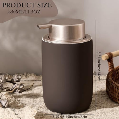 Foaming Soap Dispenser with Plastic Pump,12oz Foam Dispenser Bathroom,Kitchen Foam Soap Dispenser,Brown Hand Soap Bottle(Rubber Paint& Ceramic) - color: Mocha Brown