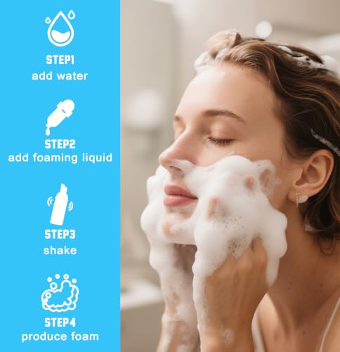 2PCS 200ml/7oz Foam Pump Bottles, Travel Size Foaming Dispenser | Reusable travel foam pump bottles for hand soap, lash cleanser, shampoo & body wash