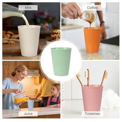 uxcell 4 Pcs Simple Toothbrush Cup, 3.3 x 3.3 x 4.2 Dishwasher Safe Bathroom Tumbler Reusable Plastic Cup Set for Storing Toothpaste Combs, Light Green - color: Light Green