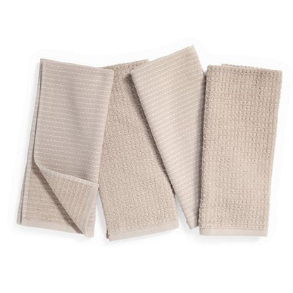 Thyme and Sage 100% Cotton Turkish Kitchen Hand Towel Set, Flax, 4 Pack | Premium Materials, 16"x26", Made in Turkey, Ultra Absorbent, 350 GSM - color: Flax, size: Pack of 4