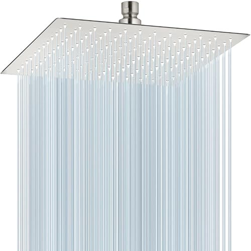 Midanya Square Rain Shower Head,High Pressure,Brushed Nickel 12 Inch | 360°Swivel,Ceiling or Wall Mount,Waterfall Full Body Coverage,Bathroom Remodel,Stainless Steel Large Rainfall Shower Head - color: Nickel, size: 12 Inch