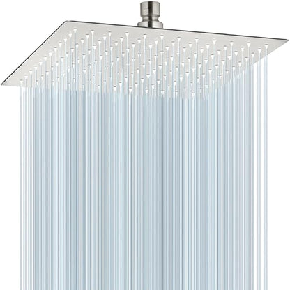 Midanya Square Rain Shower Head,High Pressure,Brushed Nickel 12 Inch | 360°Swivel,Ceiling or Wall Mount,Waterfall Full Body Coverage,Bathroom Remodel,Stainless Steel Large Rainfall Shower Head - color: Nickel, size: 12 Inch