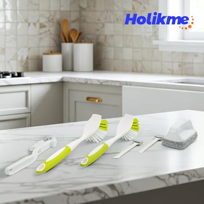 Holikme Dish Brush Cleaning Brush Set for Cleaning Groove Gap,Yellow | Dish Brush Set Cleaning Brush Set, Scouring Pad for Cleaning, Groove Gap Brushes for Pot, Pan, Abrasive Wheel Brushes - color: Amarillo