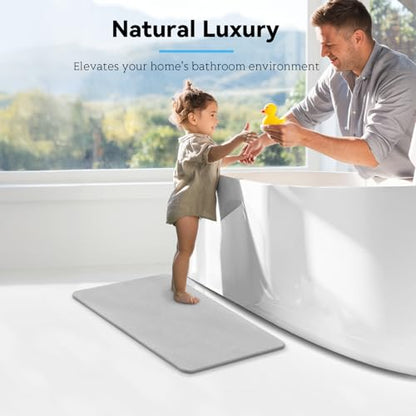 Stone Bath Mat, Dries Quickly, Non-Slip Diatomaceous Earth Bath Mats for Bathroom, Super Absorbent Stone Shower Mat, Easy to Clean, 23.5" x 15.5" Light Gray - color: Light Gray