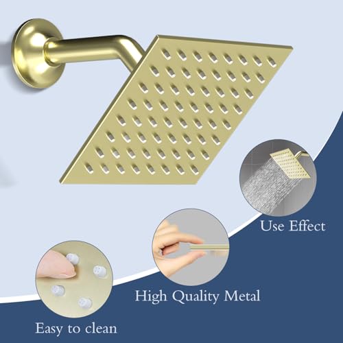 6 Inch Digital Display Shower Head System 6 Inch Head with Valve Shower System with Valve Bathroom Bath System (Brushed Gold) - color: Brushed Gold, style: 6 "shower head