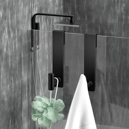 WUIVIUT T-Shape Heavy-Duty Stainless Steel Over The Glass Door Hooks - Frameless Glass Door Hooks for Bathroom Shower Towel Holder 19 cm Hook for Robe,Towels,Shower(T Shape 2 Pack, Fits 3/8'' Thick) - size: T Shape, 2 Pack