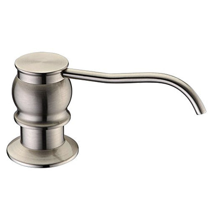 Built in Deck Mount Liquid Lotion Kitchen Countertop Metal Soap Dispenser, Brushed Nickel Brass Dispenser Pump with 500ml (17oz) High Capacity Bottle - color: Brushed Nicke, size: Without Hose