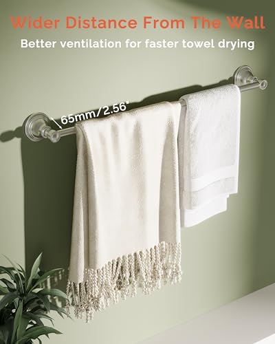 Towel Bar 24inch, Stainless Steel Bathroom Towel Rack Wall Mounted, Heavy Duty Towel Rod, Towel Holders for Bathroom, Kitchen (Brushed Nickel) - color: Brushed Nickel