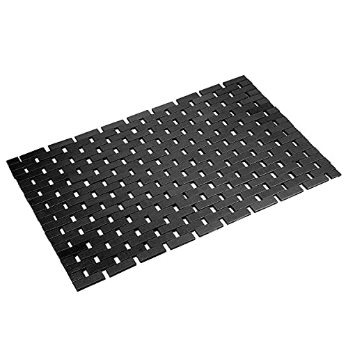 Rayon derived from Bamboo Bath Mat Bathroom Rugs Floor Wood Shower Bathtub Waterproof Non Slip Accessories 16x24 Inch Easy to Clean,Black,1 pc - color: Black, size: 16x 24 Inch-1 pc