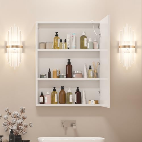 Lighted Medicine Cabinet, Led Medicine Cabinet with Mirror Wall Mounted | Bathroom Mirror Cabinet with Storage, Brightness Adjustable,Dimmer, 24x30 Inch, Right Hinges,Anti-Fog,Assembly Required - size: 24x30-Right Hinges