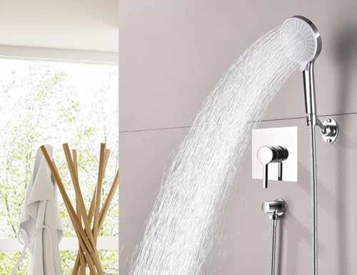 Adjustable Shower Head Holder Wall Mount Solid Brass | Handheld shower bracket with screw mount and pivot ball joint for 360° rotation. Fits most sprayers and wands(chrome) - color: Chrome Finish