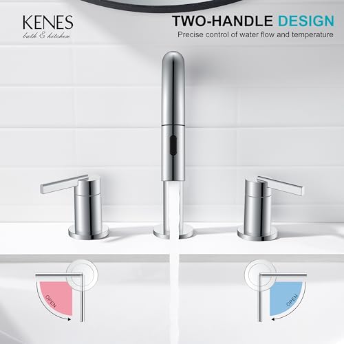 Chrome Pull Down Widespread Bathroom Faucet 8 Inch 2 Handle 3 Hole | Pull Out Bathroom Faucet with Pop Up Drain & Supply Lines, Lead-Free cUPC & NSF Certified, 8 Inch Faucet for Vanity RV Sink - color: Chrome