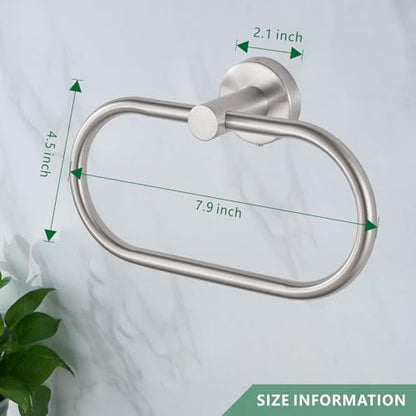 Towel Ring for Bathroom, Brushed Nickel Towel Bar Hangers Wall Mount, Stainless Steel Hand Towel Holder, Modern Round Towel Hanger by Eolax - color: Brushed Nickel