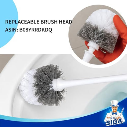 MR.SIGA Toilet Plunger and Brush with Holder for Toilet Cleaning, White | Heavy duty toilet brush and plunger set, plunger toilet brush combo - color: White
