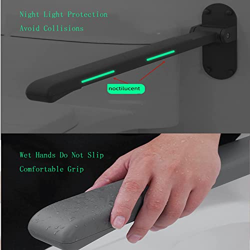 Flip Up Grab Bar,Bathroom Folding Grab Bar,Grey | Grab Bars,Stainless Steel Material,Night Glow Strips on Both Sides,Wall Mounted,Non Slip Waterproof Elderly Handicap Bars - color: Gray