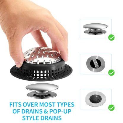 Aluvor Bathtub Drain Hair Catcher Shower Drain Cover Sink Drain Protector | Bathroom Sink & Bathtub Drain Strainer for Pop-Up & Regular Drains, Black - size: Large-Black