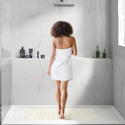 Extra Long Rubber Bathtub Mat, Non-Slip Shower Tub Mat, 39x16 Inch, Bath Tub Floor Mat with Suction Cups and Drainage Holes, Ivory White - color: Ivory White