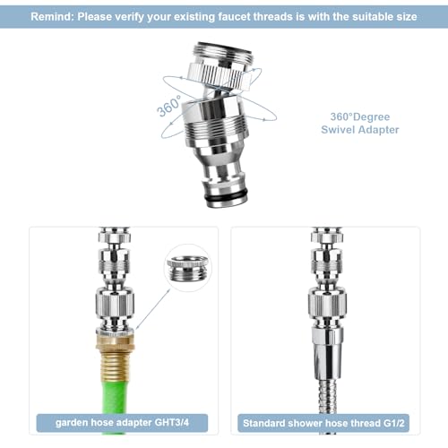 Sink Faucet Quick Connector, Faucet to Garden Hose Snap Coupling Adapter | Compatible with Dishwasher Washer Bathroom/Kitchen/Shower Hose/Garden Hose
