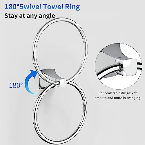 Hand Towel Holder for Bathroom Kitchen Polished Chrome Towel Ring Towel Hanger Stainless Steel and Zinc Alloy Wall Mount - color: Polished Chrome