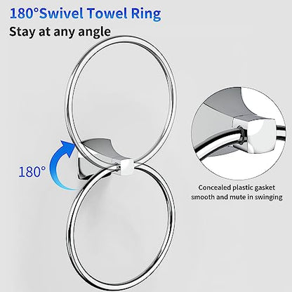 Hand Towel Holder for Bathroom Kitchen Polished Chrome Towel Ring Towel Hanger Stainless Steel and Zinc Alloy Wall Mount - color: Polished Chrome
