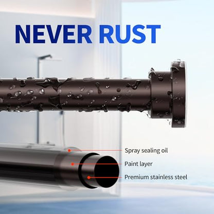 Mcrbeay Shower Curtain Rod, 1" Diameter Heavy Duty Tension Shower Rod, Non Slip Adjustable 28-102 inch No Drilling Shower Curtain Rods Spring Tension For Bathroom, Shower Stall, No Rust, Bronze - color: Bronze, size: 28-102 Inches