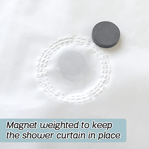 No Hook White Shower Curtain Liner PEVA Plastic Waterproof Heavy Duty Bathroom Curtain Hook Free Shower Liner 72x74 Inches | PEVA Plastic Vinyl Waterproof Heavy Duty Bathroom Curtain Hook Free Shower Liner with bottom Magents - color: White, size: 72"W x