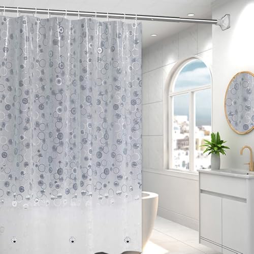 Plastic Shower Liner - Premium EVA Thickened Shower Curtain Liner with Rustproof Grommets and 3 Weighted Magnets, Waterproof Shower Curtain for Bathroom… (5G-Circular Pattern, 72”*72”) - color: 5g-circular Pattern, size: 72”*72”
