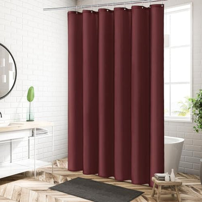 MitoVilla Long Fabric Shower Curtain Liner, Soft & Lightweight Shower Curtain Liner for Hotel, Machine Washable, Waterproof, 72x78 Inch, Burgundy - color: Fabric - Burgundy, size: 72"W x 78"L (Pack of 1)