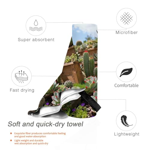 Succulent Quick Dry Bath Towels - Super Soft Bath Towels for Home, Spa, Gym, Travel - color: Succulent, size: 27.5"x55"