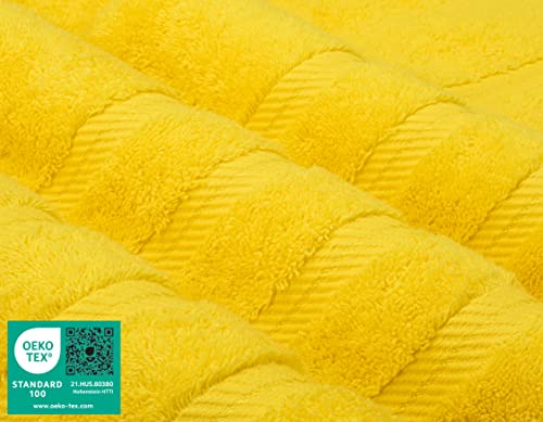 American Soft Linen 100% Cotton Luxury Turkish Towels, 6 Piece Towel Set | Soft Absorbent Quick Dry OEKO Tex Standard 100 Certificated Durable Machine Washable Premium Hotel Quality - color: Lemon Yellow