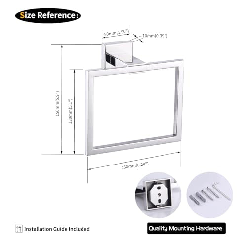 GERZWY Bathroom Hand Towel Holder Polished Stainless Steel Towel Ring for Bath Kitchen Garage Heavy Duty Wall Mounted JG1906-JG - color: Polished