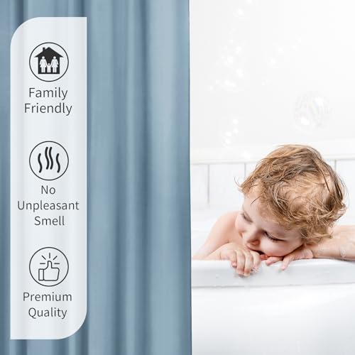 Fog Blue Fabric Waterproof Shower Curtain or Liner, 36 x 72 | Fabric Shower Curtain Liner, Soft Cloth, Hotel Quality, Modern Style, Water-Resistant, Machine Washable - color: Fabric-light Blue, size: 36"W x 72"L (Pack of 1)