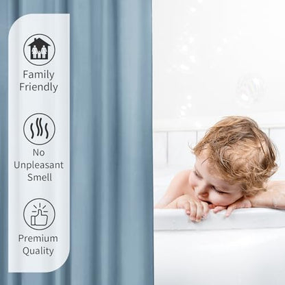 Fog Blue Fabric Waterproof Shower Curtain or Liner, 72 x 72 | Fabric Shower Curtain Liner, Soft Cloth, Hotel Quality, Modern Style, Water-Resistant, Machine Washable - color: Fabric-light Blue, size: 72"W x 72"L (Pack of 1)
