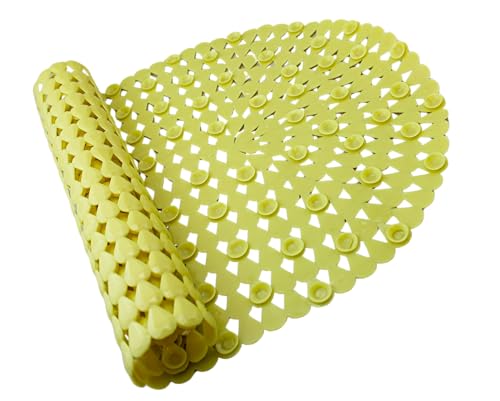 Luxury Oval Bath & Shower Mat 27" x 15" – Non-Slip PVC Bath Mat with Secure Suction Cups, Pear Diamond Design, Modern Bathroom Safety – Dependable Industries (Yellow) - color: Yellow