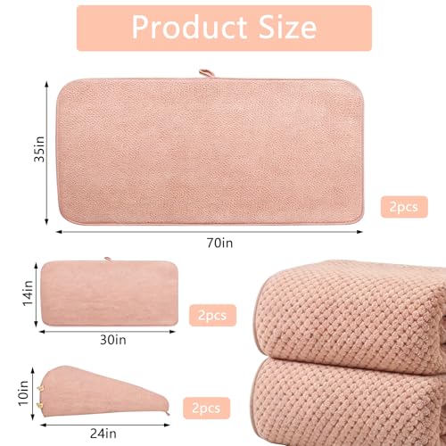 Extra Large Microfiber Bath Towels Set of 6 for Adults, 35″ x 70″, Soft and Super Absorbent, Quick Dry, No Fading and No Lint, Luxury Towel Set for Bathroom, Spa, Gym, Travel - Pink - color: Pink 6-pack